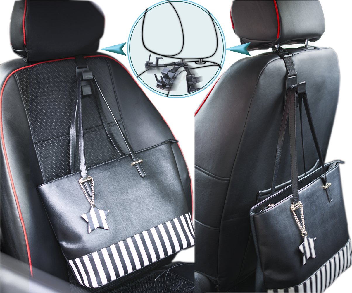 Heroway Black Headrest Hook Set (4-Pack)