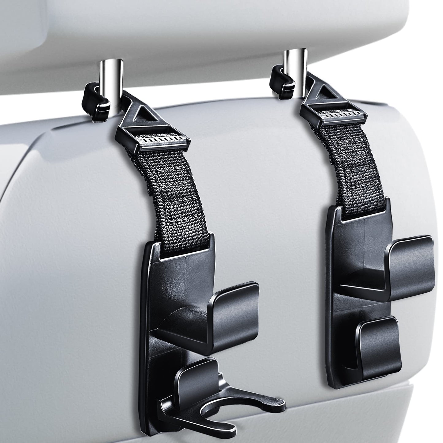 Heroway Black Headrest Hook Set (4-Pack)