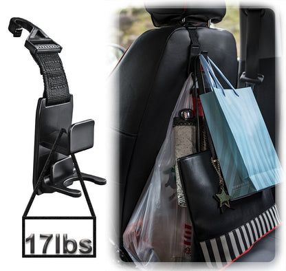 Heroway Black Headrest Hook Set (4-Pack)