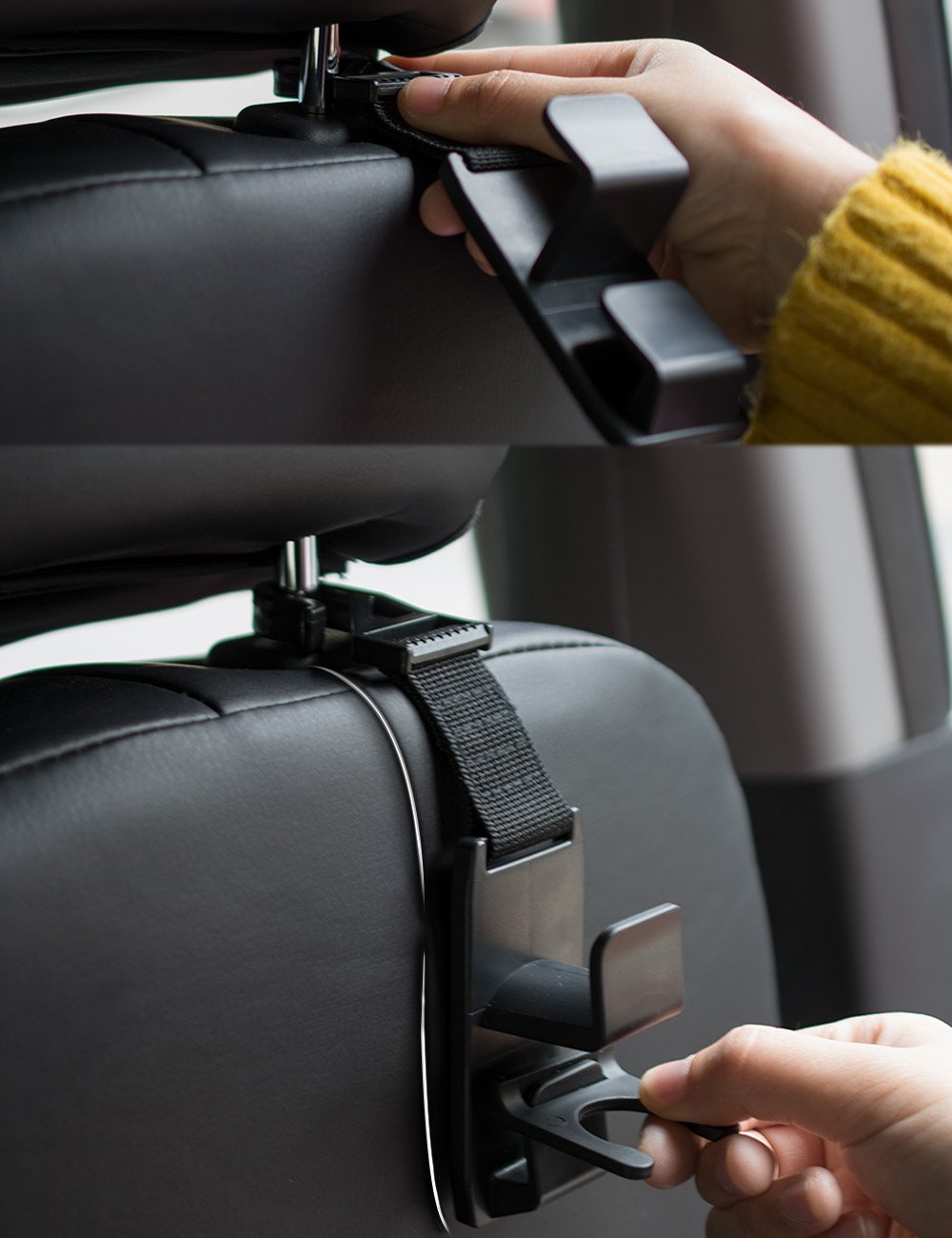 Heroway Black Headrest Hook Set (4-Pack)