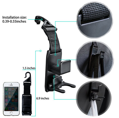 Heroway Black Headrest Hook Set (4-Pack)