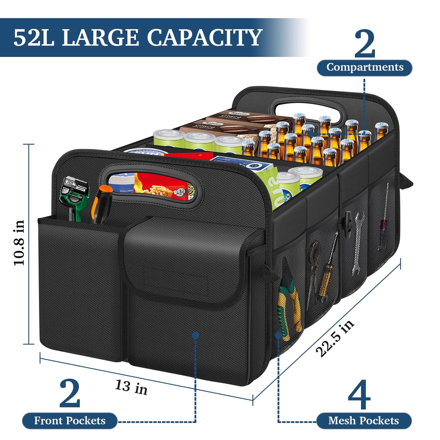 Femuar Waterproof Trunk Organizer – Black